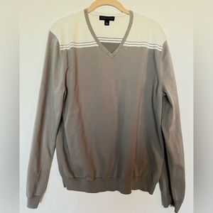 Banana Republic Men's L Sweater V-Neck Gray White